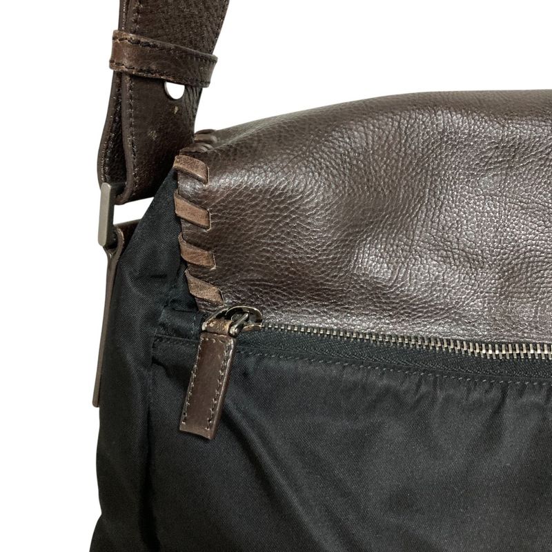 Prada Leather X Nylon Shoulder Bag Messenger Bag Bt0582 Brown Black Mens Ladies