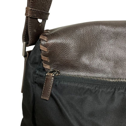 Prada Leather X Nylon Shoulder Bag Messenger Bag Bt0582 Brown Black Mens Ladies