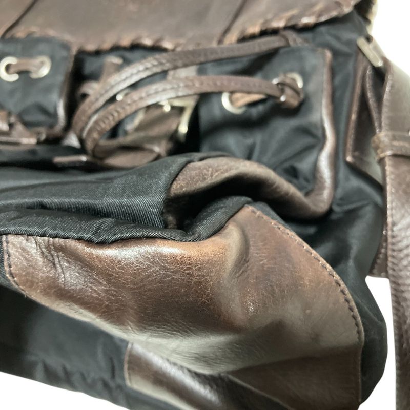 Prada Leather X Nylon Shoulder Bag Messenger Bag Bt0582 Brown Black Mens Ladies