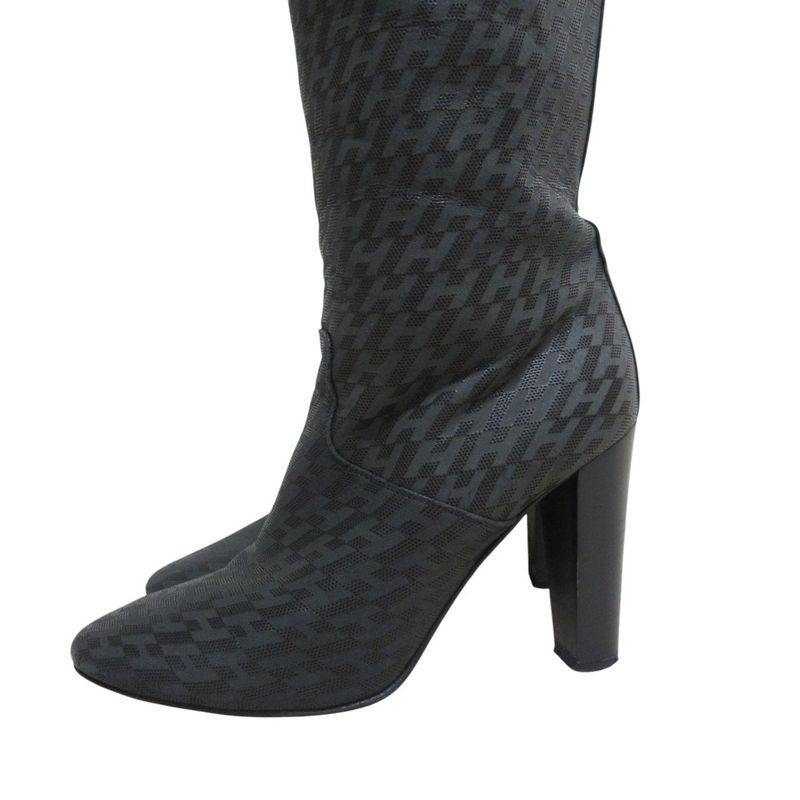 Hermes H Logo Total Leather Long Boots Size 36 1/2 Equivalent to 23.5cm