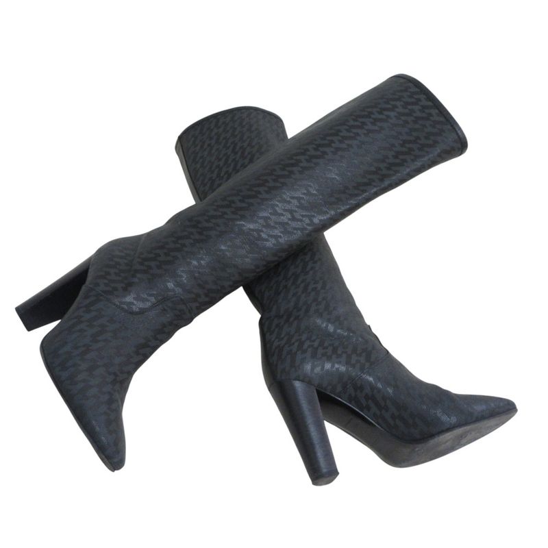 Hermes H Logo Total Leather Long Boots Size 36 1/2 Equivalent to 23.5cm