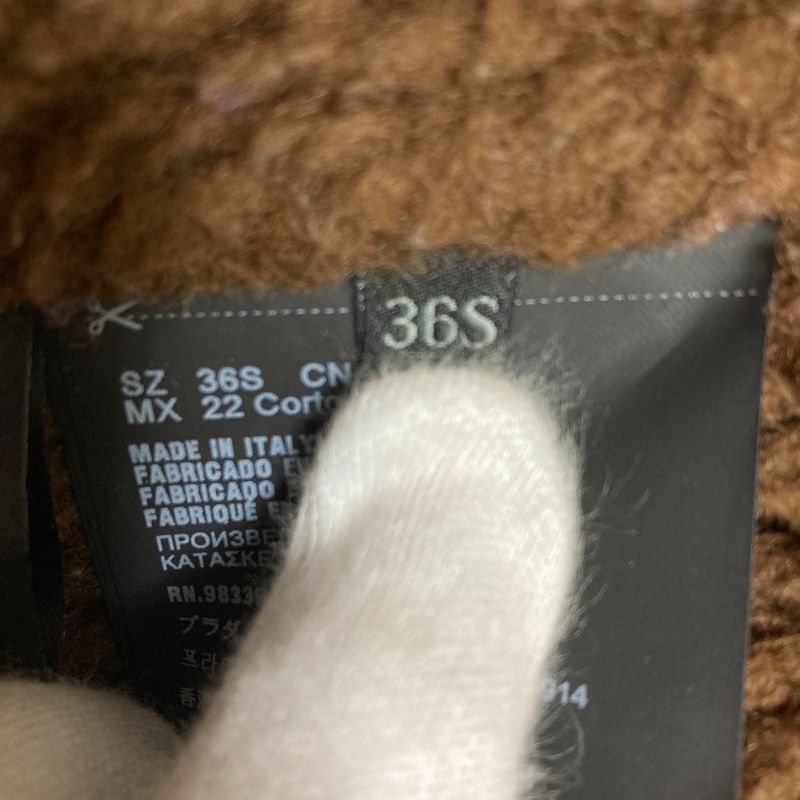 Good Prada Corduroy Shoulder Leather Patch Lined Boa Hoodie Coat Jacket 36s