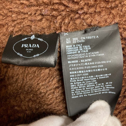 Good Prada Corduroy Shoulder Leather Patch Lined Boa Hoodie Coat Jacket 36s