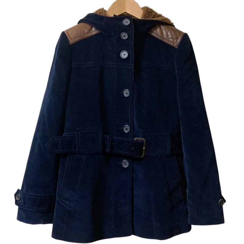 Good Prada Corduroy Shoulder Leather Patch Lined Boa Hoodie Coat Jacket 36s