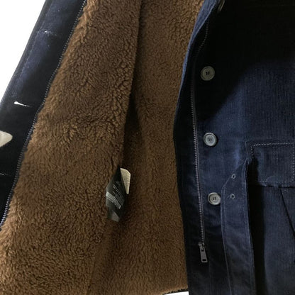 Good Prada Corduroy Shoulder Leather Patch Lined Boa Hoodie Coat Jacket 36s