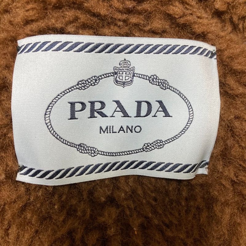 Good Prada Corduroy Shoulder Leather Patch Lined Boa Hoodie Coat Jacket 36s