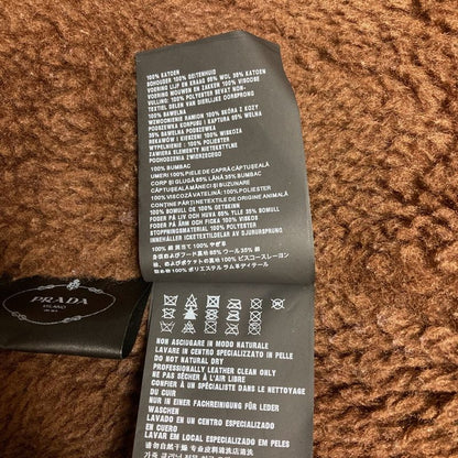 Good Prada Corduroy Shoulder Leather Patch Lined Boa Hoodie Coat Jacket 36s