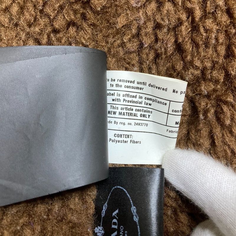 Good Prada Corduroy Shoulder Leather Patch Lined Boa Hoodie Coat Jacket 36s