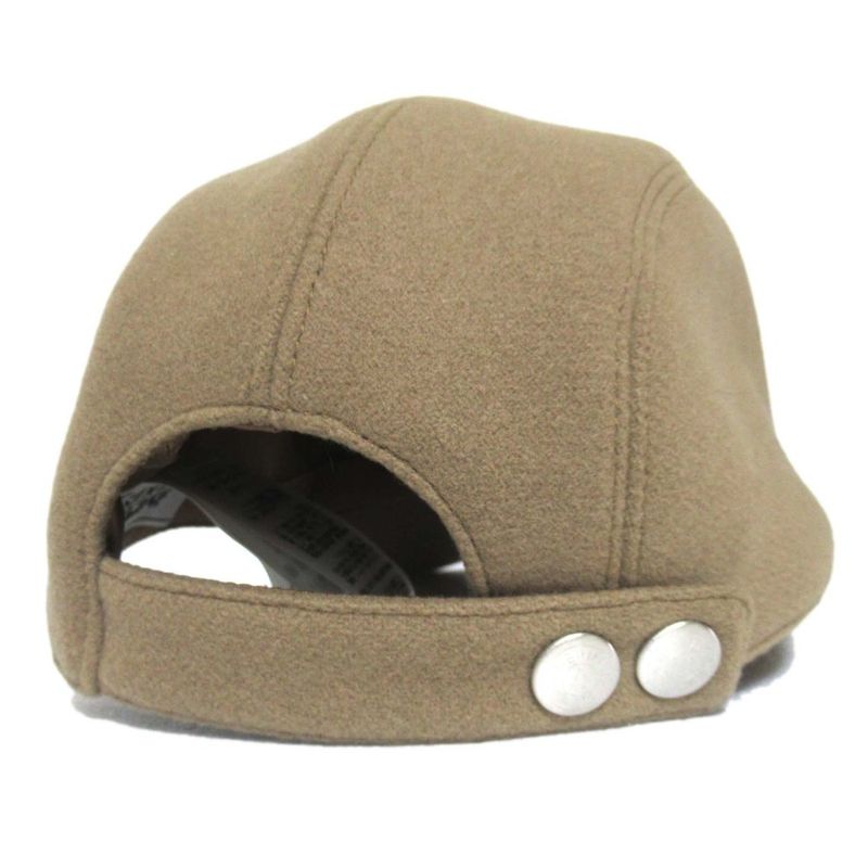 Hermes Serie Button Leather Horse Patch Wool Baseball Cap Hat Size 58 Camel
