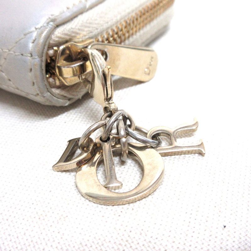 Good Dior Christian Dior Lady Dior Voyageur Small Zip Coin Case Ivory Ladies