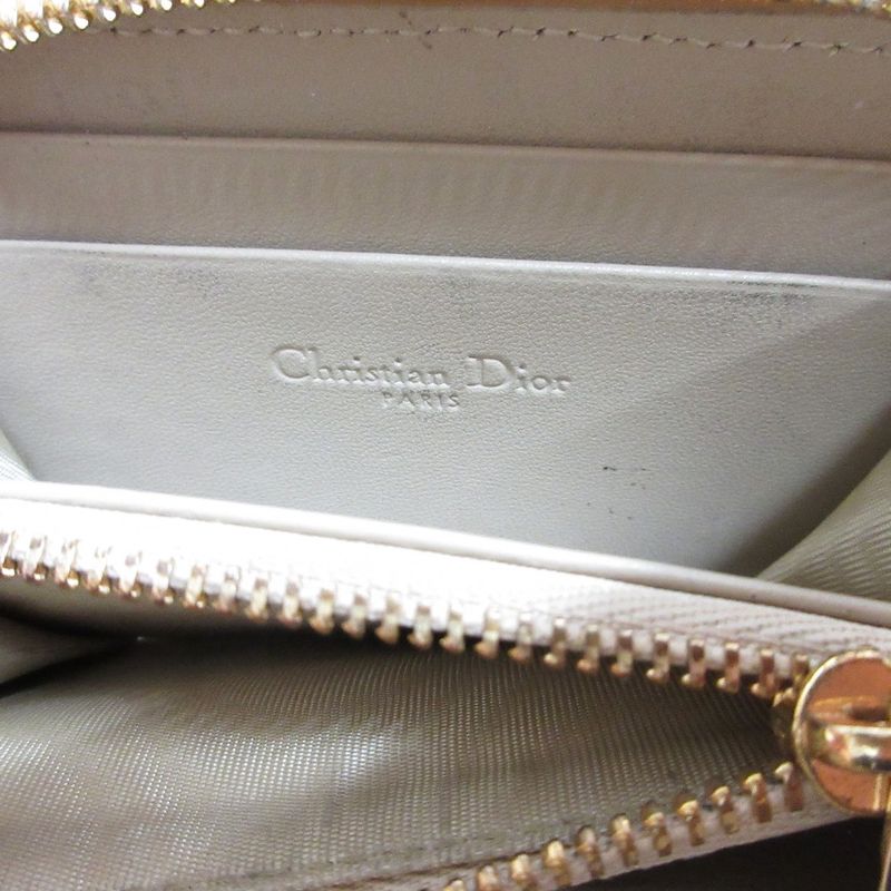 Good Dior Christian Dior Lady Dior Voyageur Small Zip Coin Case Ivory Ladies