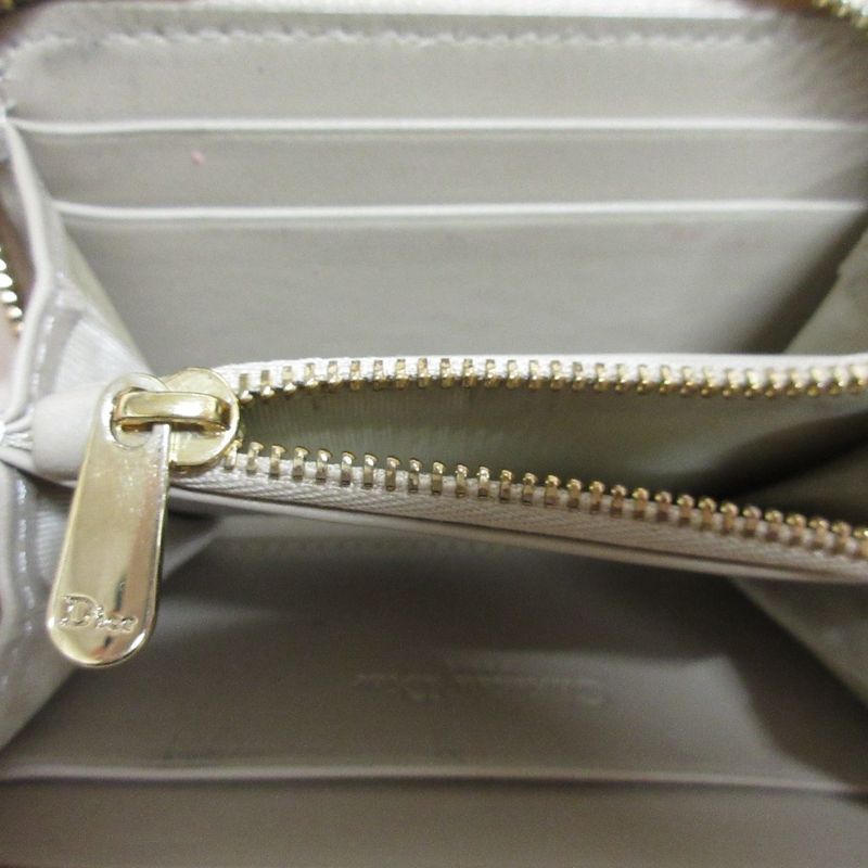 Good Dior Christian Dior Lady Dior Voyageur Small Zip Coin Case Ivory Ladies