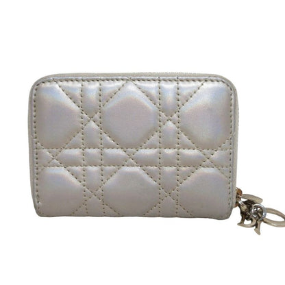 Good Dior Christian Dior Lady Dior Voyageur Small Zip Coin Case Ivory Ladies