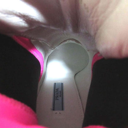 Prada Chunky Heel High Heel Lace Up Short Boots Size 37.5 Approx 24.5cm