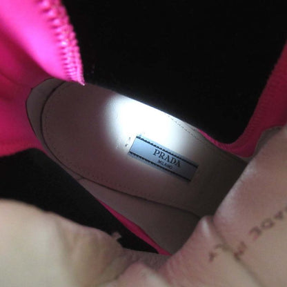 Prada Chunky Heel High Heel Lace Up Short Boots Size 37.5 Approx 24.5cm