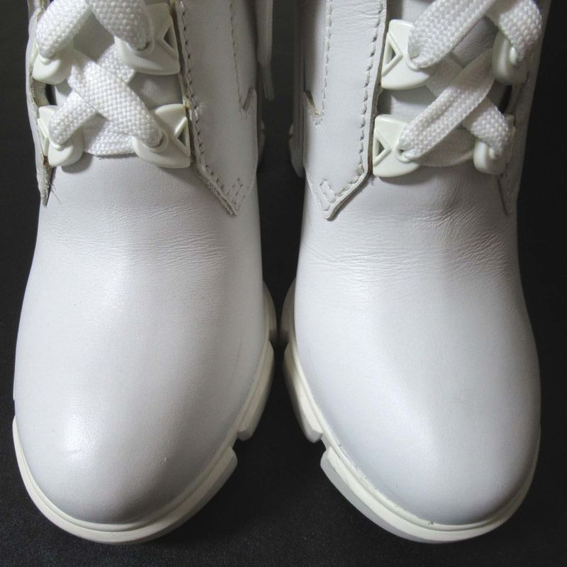 Prada Chunky Heel High Heel Lace Up Short Boots Size 37.5 Approx 24.5cm