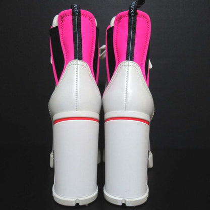 Prada Chunky Heel High Heel Lace Up Short Boots Size 37.5 Approx 24.5cm