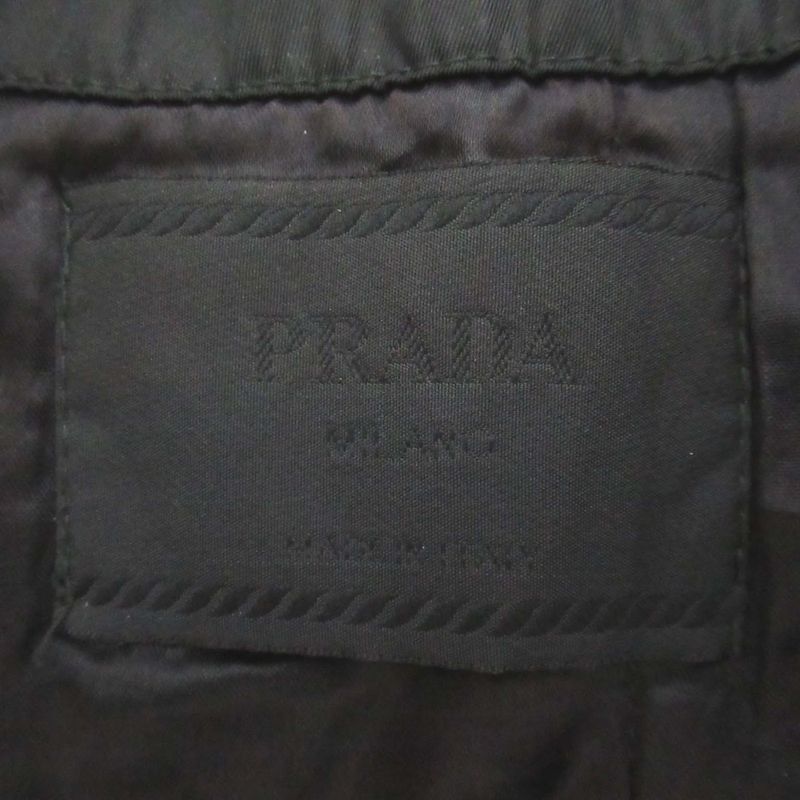 Prada Double Breasted Belted Nylon Patted Half Coat Size S Black Women's Used