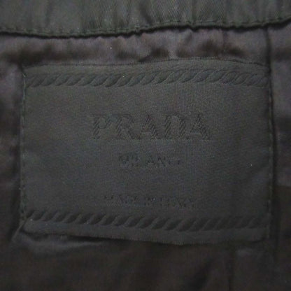 Prada Double Breasted Belted Nylon Patted Half Coat Size S Black Women's Used