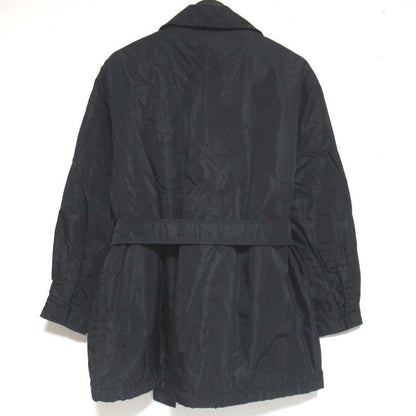 Prada Double Breasted Belted Nylon Patted Half Coat Size S Black Women's Used