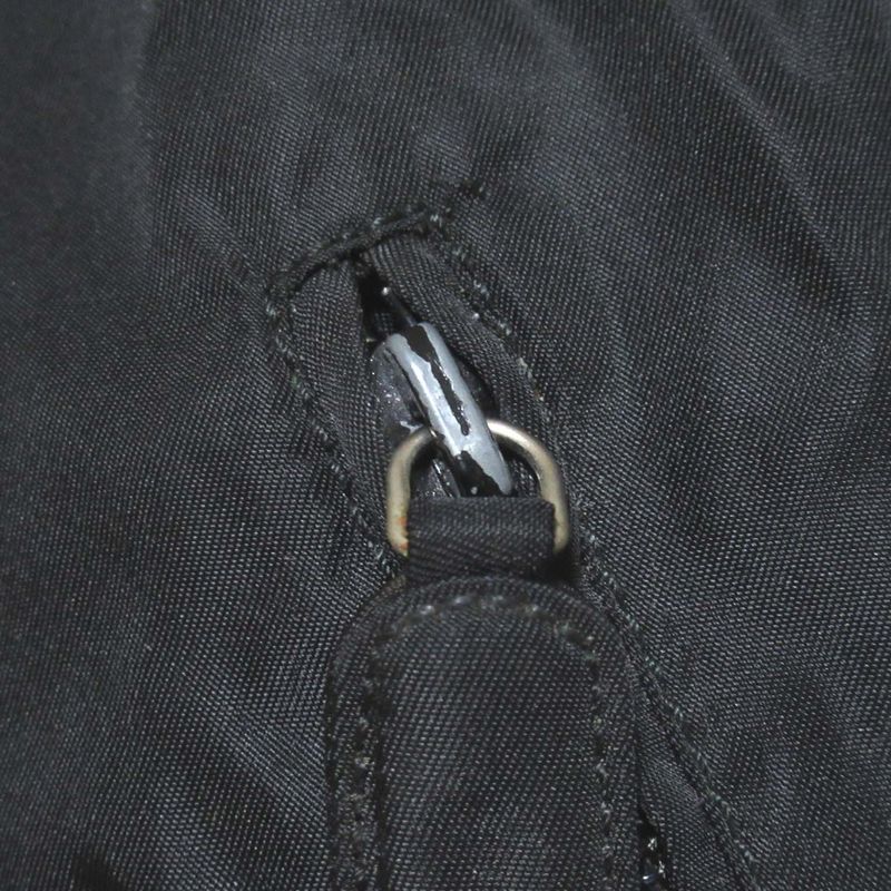 Prada Double Breasted Belted Nylon Patted Half Coat Size S Black Women's Used