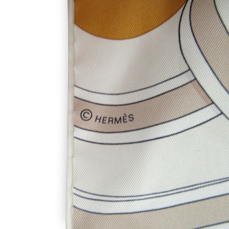 Hermes Grand Tulala Maxi Twillie Silk Scarf Beige Multicolor Women's Used
