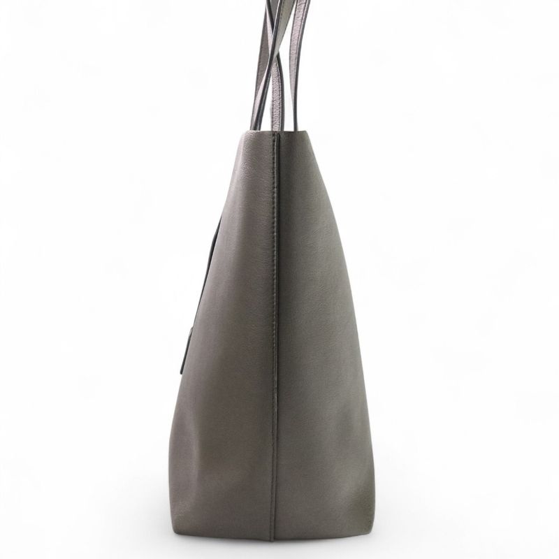 Saint Laurent Paris Leather Shopping Tote Bag Grey Ladies Used