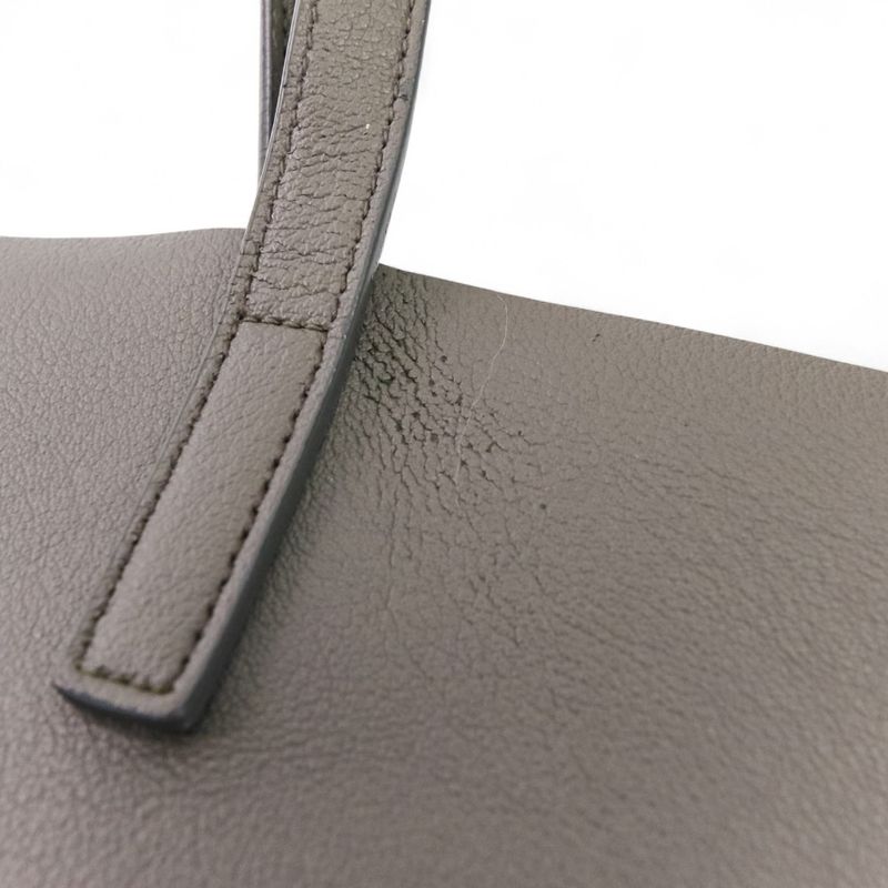 Saint Laurent Paris Leather Shopping Tote Bag Grey Ladies Used