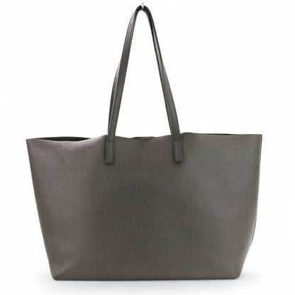 Saint Laurent Paris Leather Shopping Tote Bag Grey Ladies Used