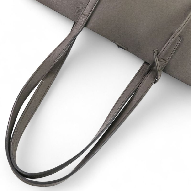 Saint Laurent Paris Leather Shopping Tote Bag Grey Ladies Used