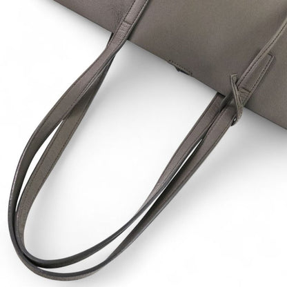 Saint Laurent Paris Leather Shopping Tote Bag Grey Ladies Used