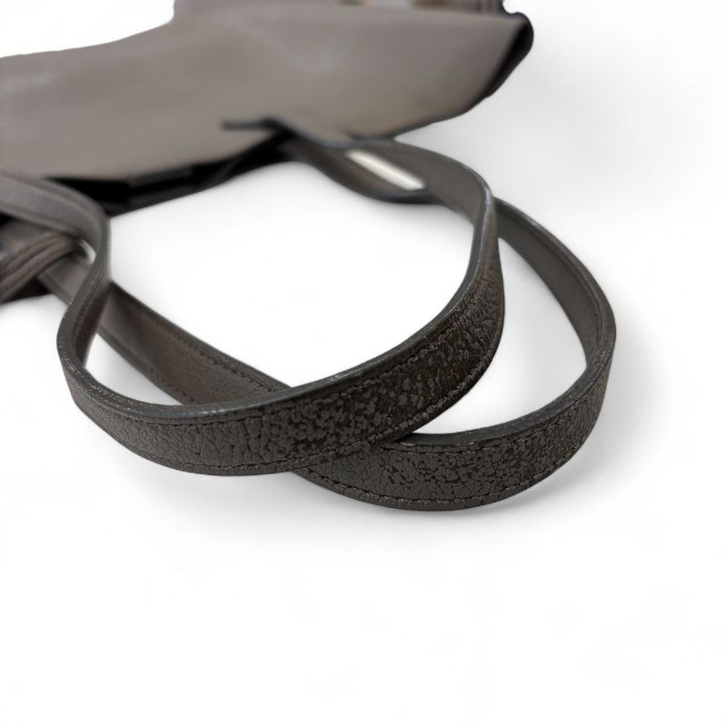 Saint Laurent Paris Leather Shopping Tote Bag Grey Ladies Used