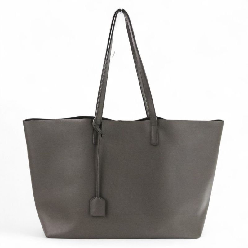 Saint Laurent Paris Leather Shopping Tote Bag Grey Ladies Used