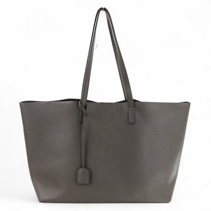 Saint Laurent Paris Leather Shopping Tote Bag Grey Ladies Used