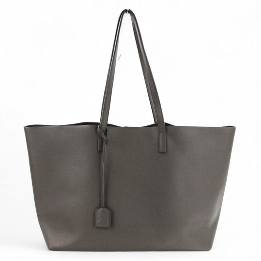 Saint Laurent Paris Leather Shopping Tote Bag Grey Ladies Used
