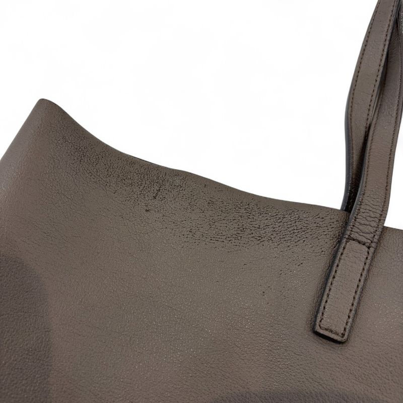 Saint Laurent Paris Leather Shopping Tote Bag Grey Ladies Used