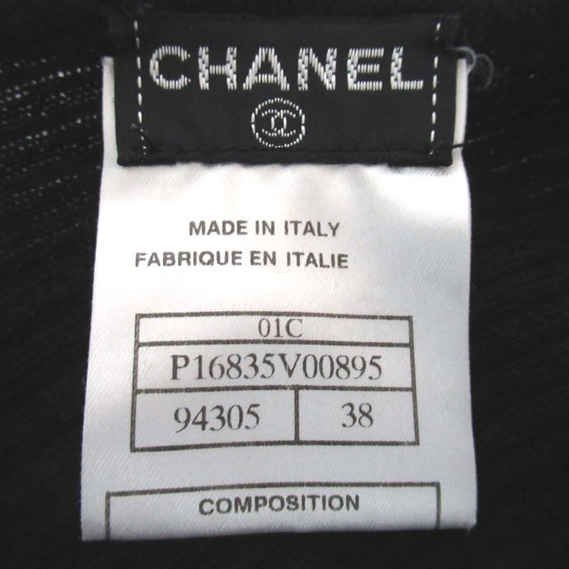 01c Chanel Vintage Coco Mark Back Open Cashmere Ruffle Knit Sweater Size 38