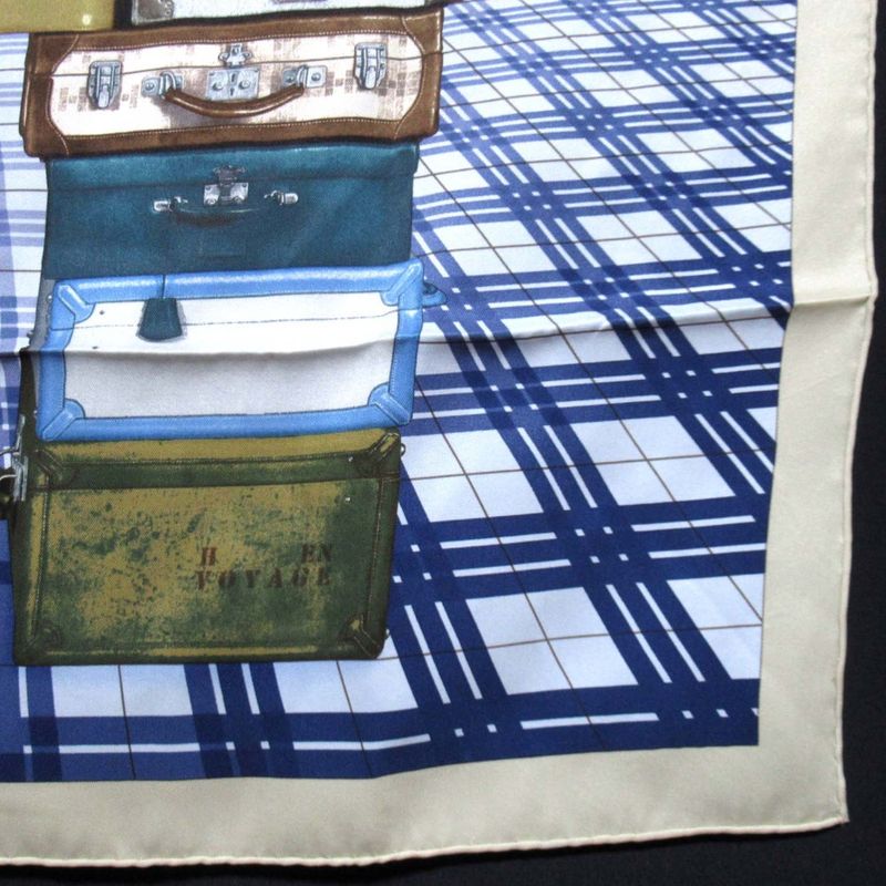 Hermes Carre 70 H En Voyage Traveling Hermes Silk Scarf Blue Women Used