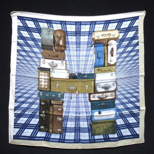 Hermes Carre 70 H En Voyage Traveling Hermes Silk Scarf Blue Women Used