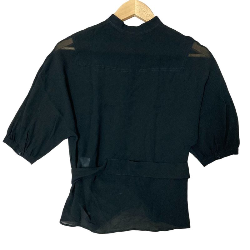 Christian Dior Bee Embroidered Silk Sheer Half Sleeve Blouse Shirt Size I38