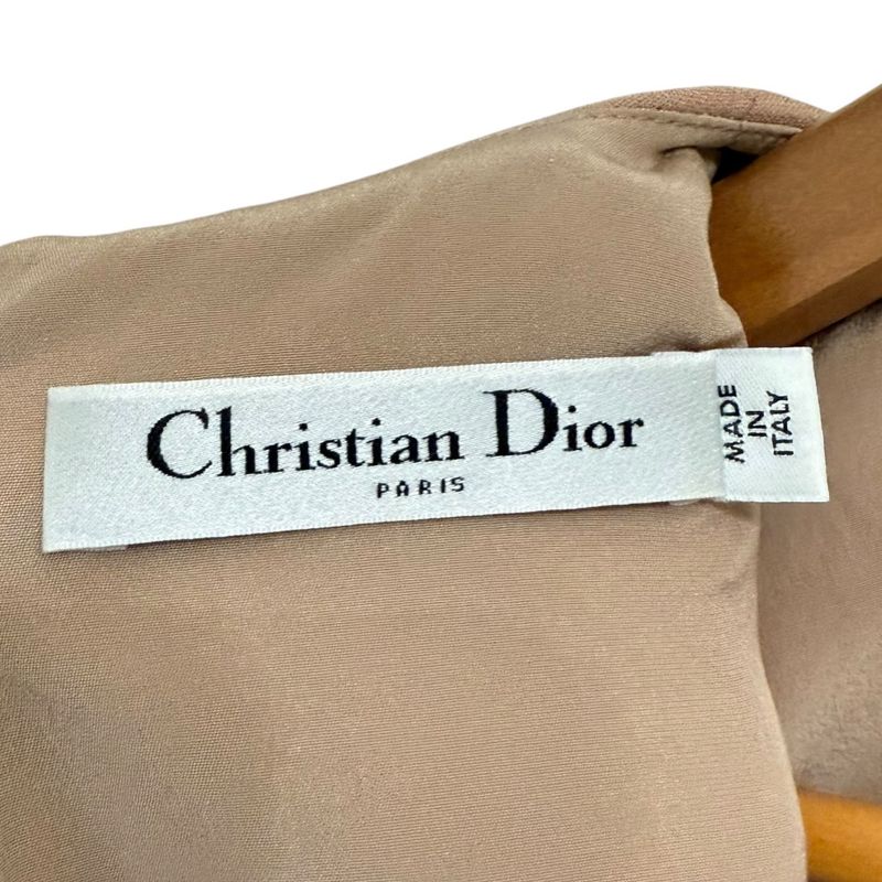 Christian Dior Silk Blend Knee Length Sleeveless Dress 38 Pink Beige Women Used