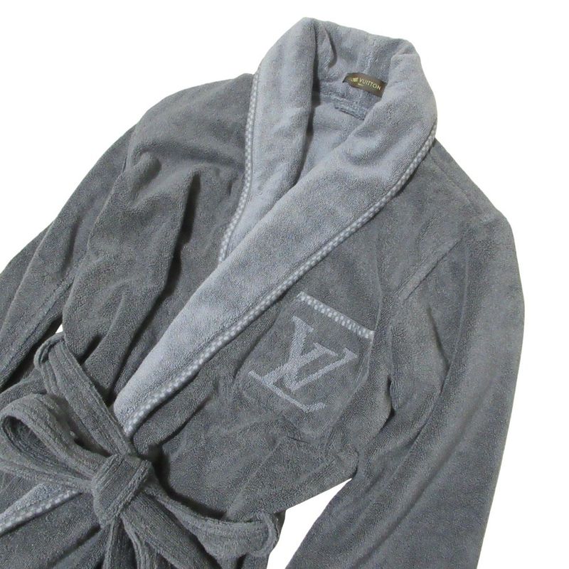 Loius Vuitton Louis Vuitton Pile Fabric Bathrobe Gown XXS Gray Ladies Used