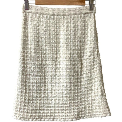 Good Chanel Knit Tweed Skirt P56994 Size 36 Ivory Ladies Used
