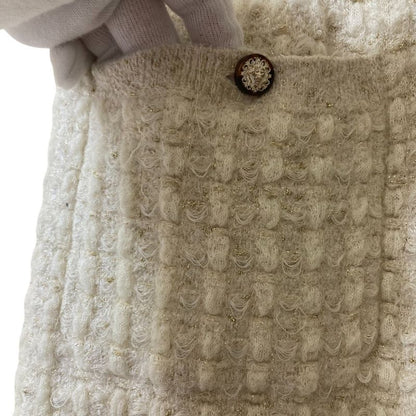Good Chanel Knit Tweed Skirt P56994 Size 36 Ivory Ladies Used
