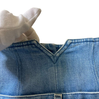 Chanel Coco Mark Button Panel Denim Skirt P53468 Size 36 Blue Ladies Used