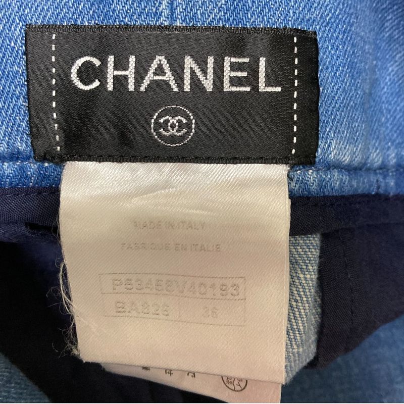 Chanel Coco Mark Button Panel Denim Skirt P53468 Size 36 Blue Ladies Used
