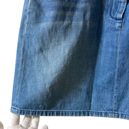 Chanel Coco Mark Button Panel Denim Skirt P53468 Size 36 Blue Ladies Used