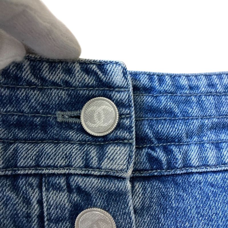 Chanel Coco Mark Button Tight Denim Skirt P55976 Size 36 Blue Ladies Used