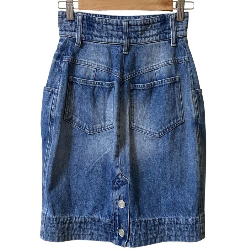 Chanel Coco Mark Button Tight Denim Skirt P55976 Size 36 Blue Ladies Used