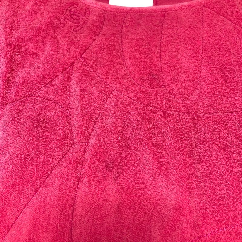 Good Chanel Camellia Coco Mark Sleeveless Pile Dress P52923 Size 36 Pink Ladies